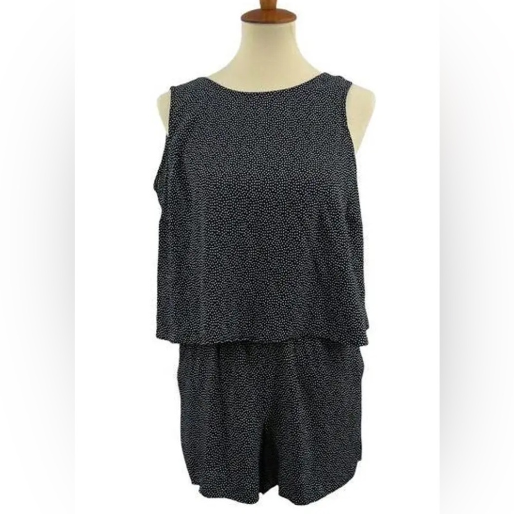 Loft Black Polka Dot Romper Open Back Size Large